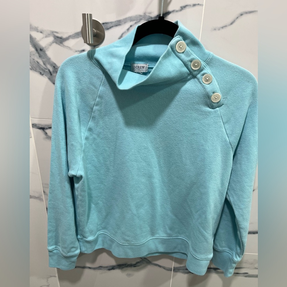 J. Crew Aqua Buttoned Pullover size S